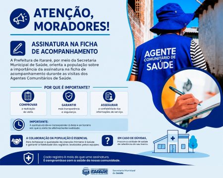 Prefeitura de Itararé orienta população sobre assinatura durante visitas dos Agentes Comunitários de Saúde