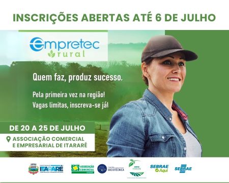 Prefeitura de Itararé abre inscrições para segunda edição do Empretec Rural em parceria com o Sebrae